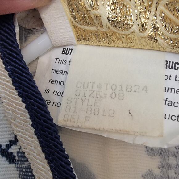 Cache Vintage Tapestry Vest Jumpsuit One Piece 80S Rhinestone Studded Mesh Panel - Picture 14 of 16